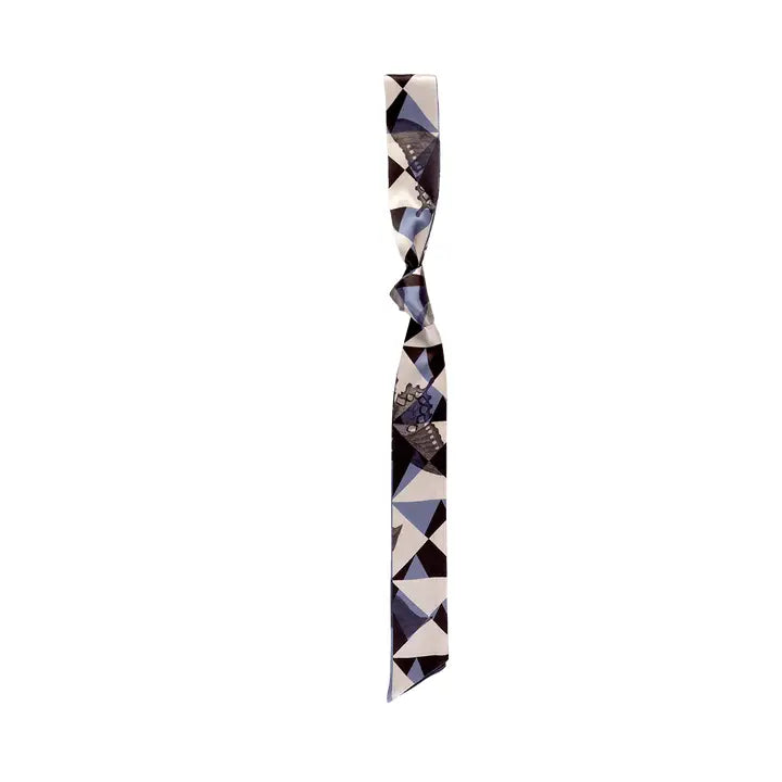 Lost Pattern "Prism" Silk Skinny Scarf - Blue