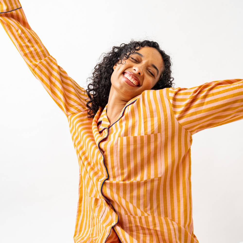 Bonnie Pajama Set Mustard & Blush: M