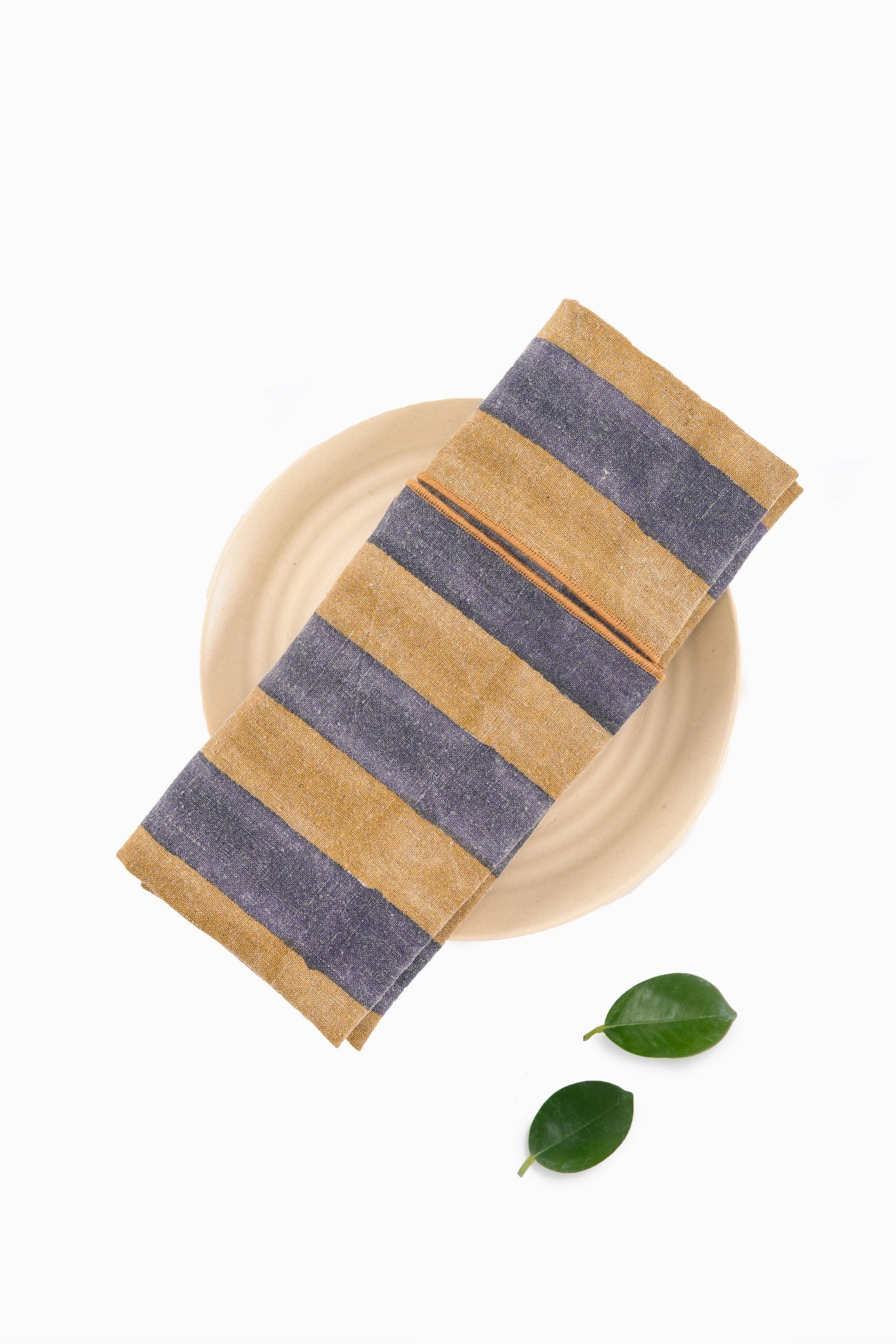 Artisan Block Print Linen Maris Napkin– Parties: Maris Mustard / Set of 2