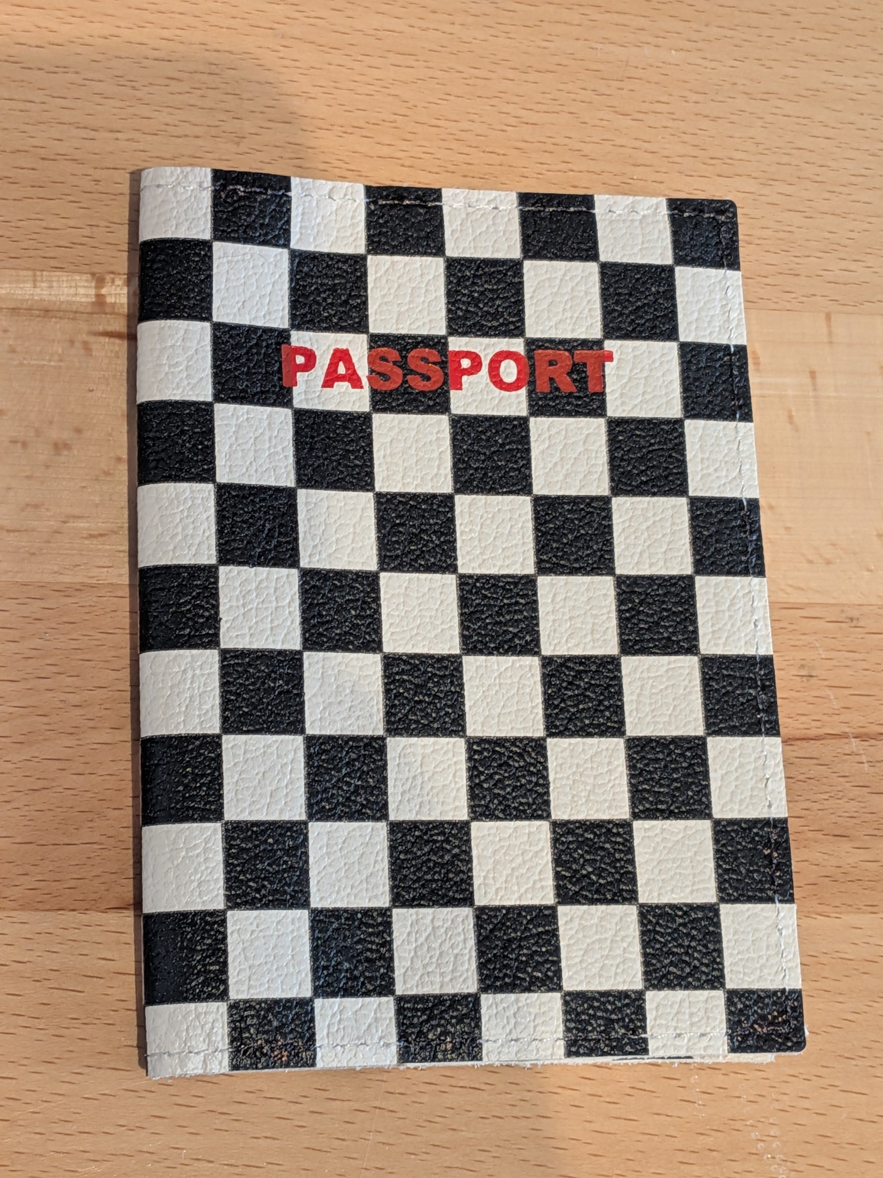 Kim White - Leather Passport Holder - B&W Checkers "Passport"