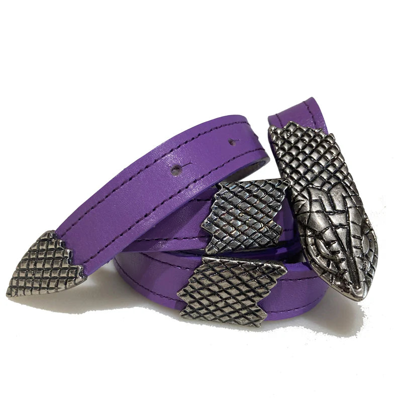 Kim White - Snake Belt - Purple Leather