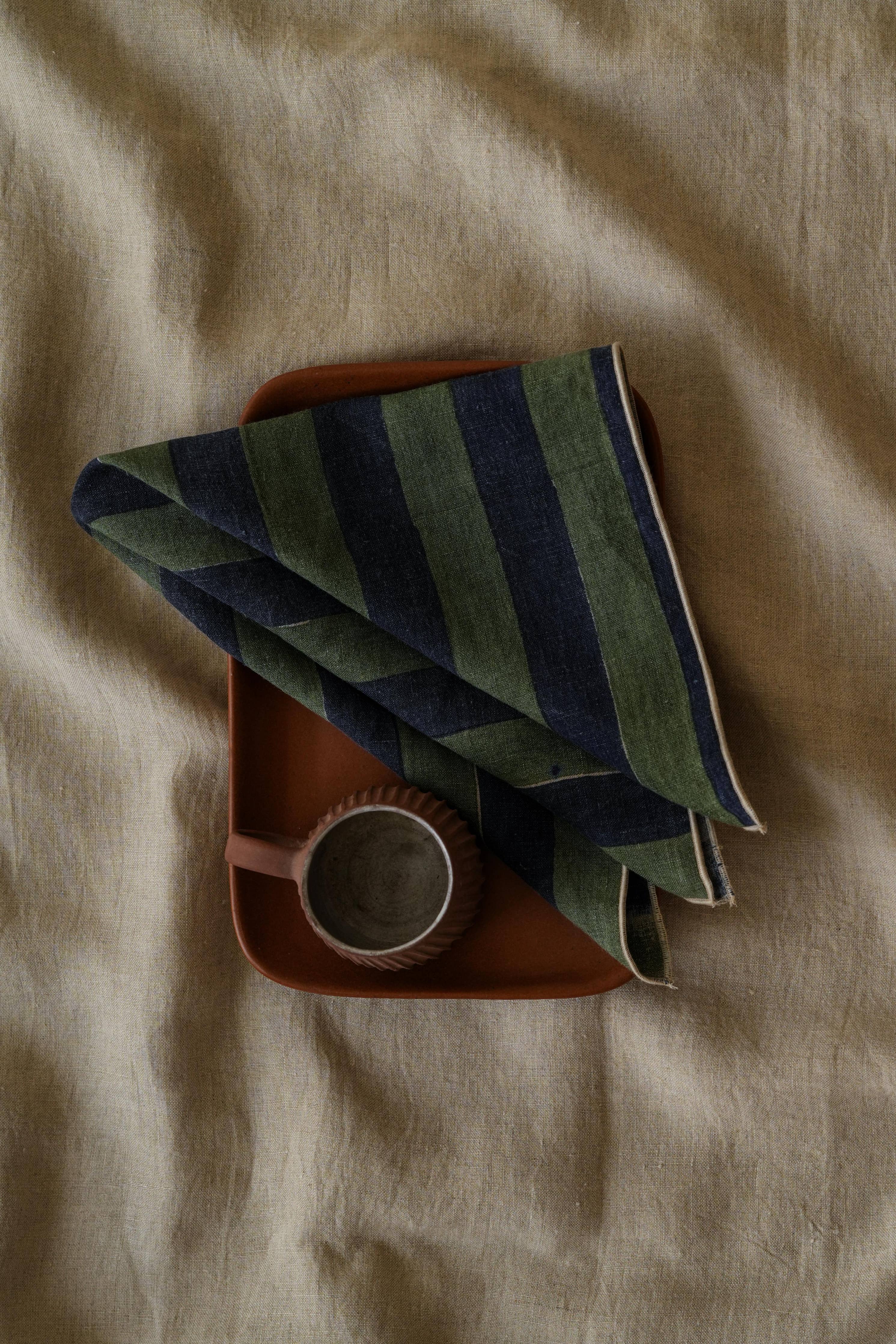 Artisan Block Print Linen Maris Napkin– Parties: Maris Green / Set of 2