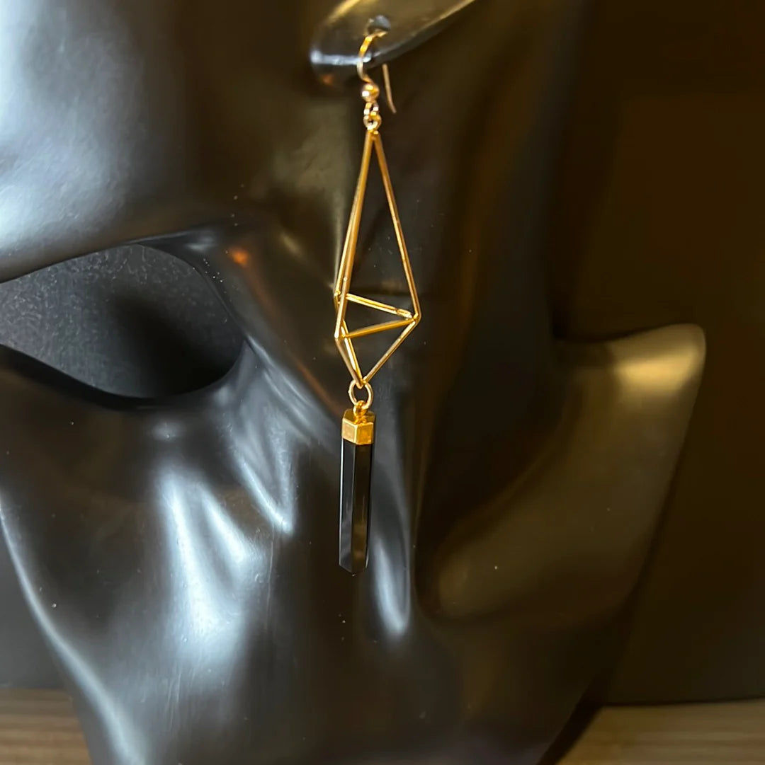Sheila B. Black Onyx Icosahedron Earrings