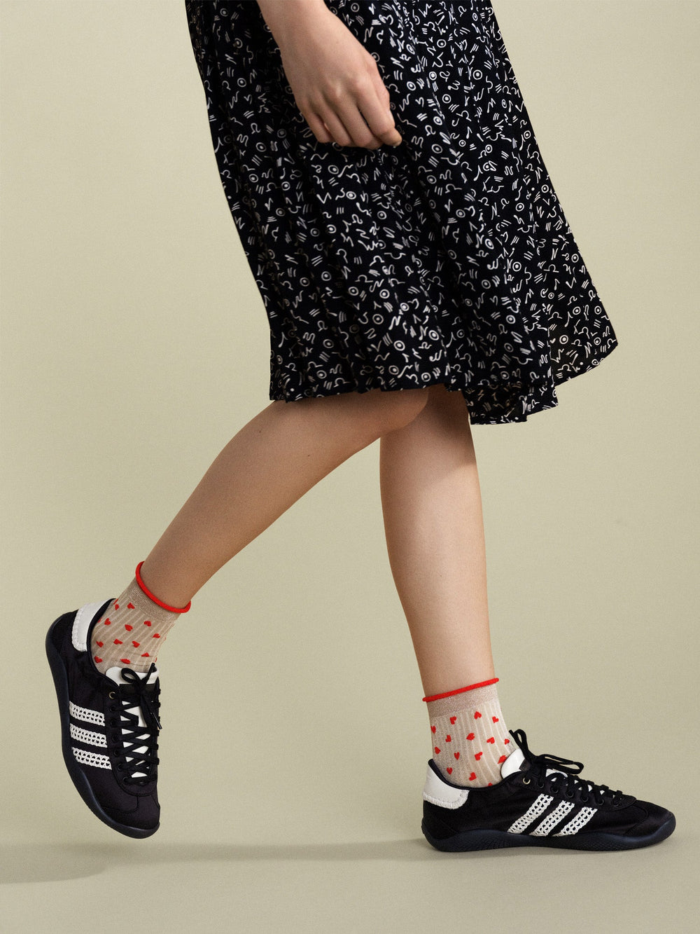 Spiffy Hearts Short Crew Socks