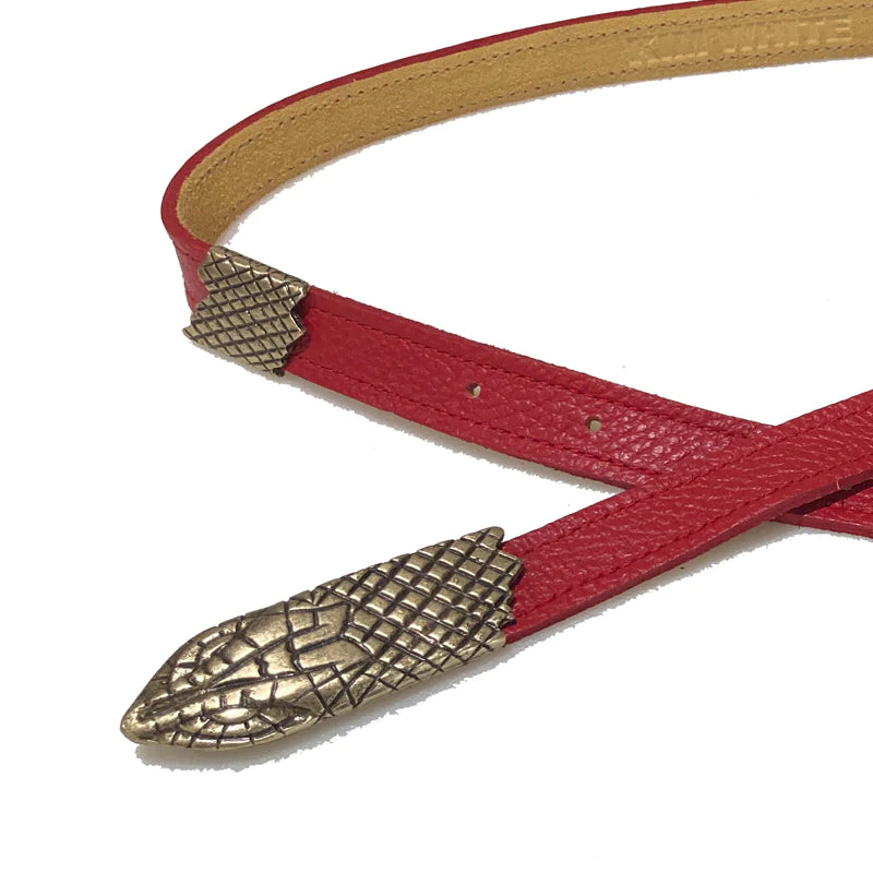 Kim White Snake Belt Red