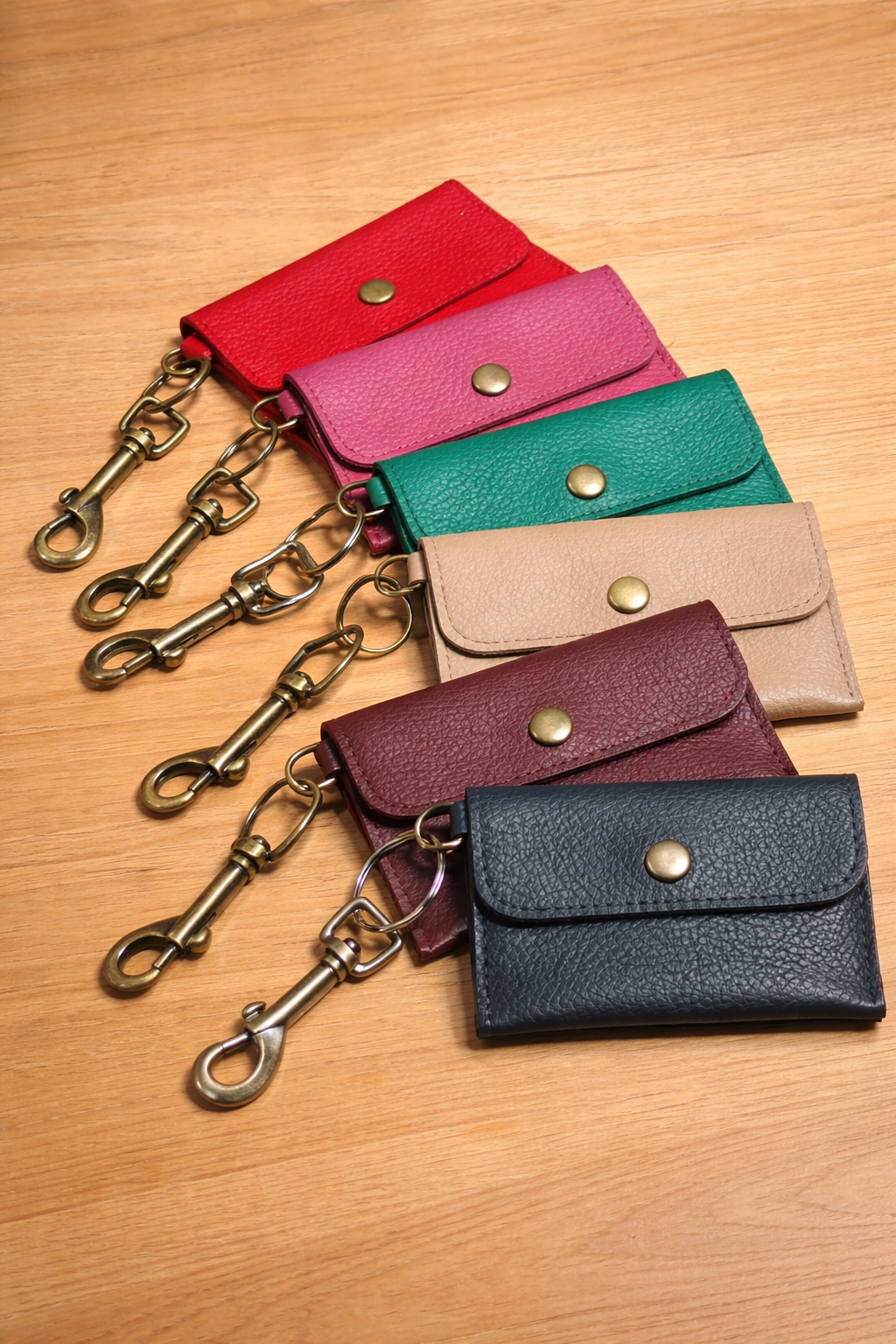 Kim White Keychain Wallet - Matte Leather