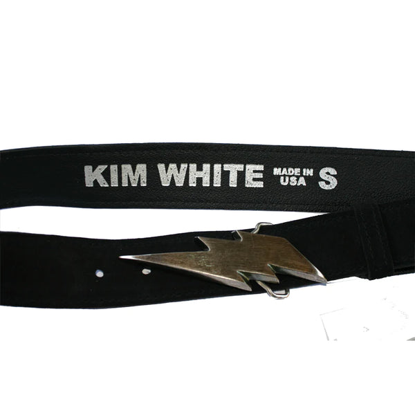 Kim White - Black Lightning Bolt Belt (Silver Buckle/Texture)