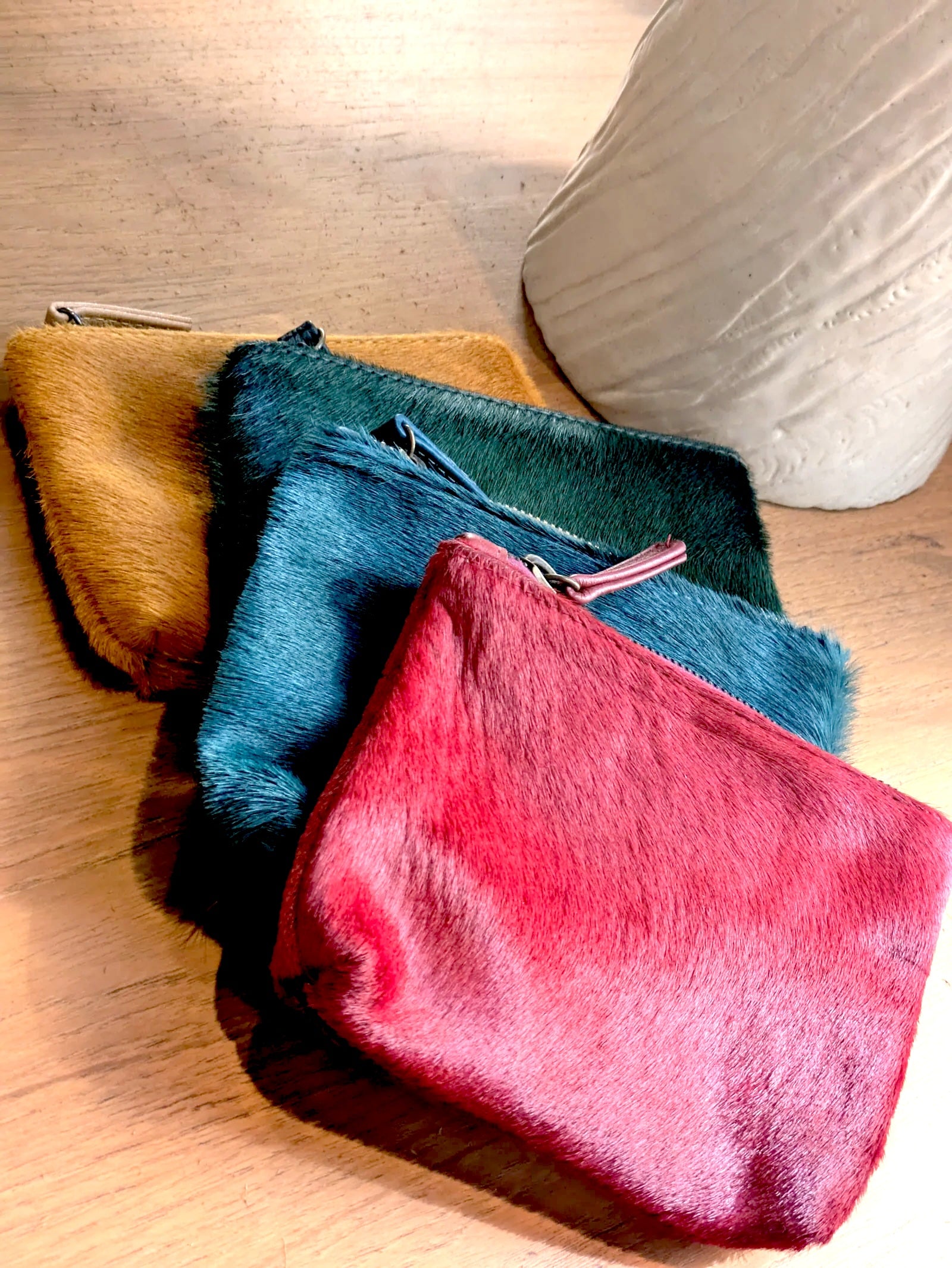 Kim White - Small Cosmetic Bags - Solid Color Fur