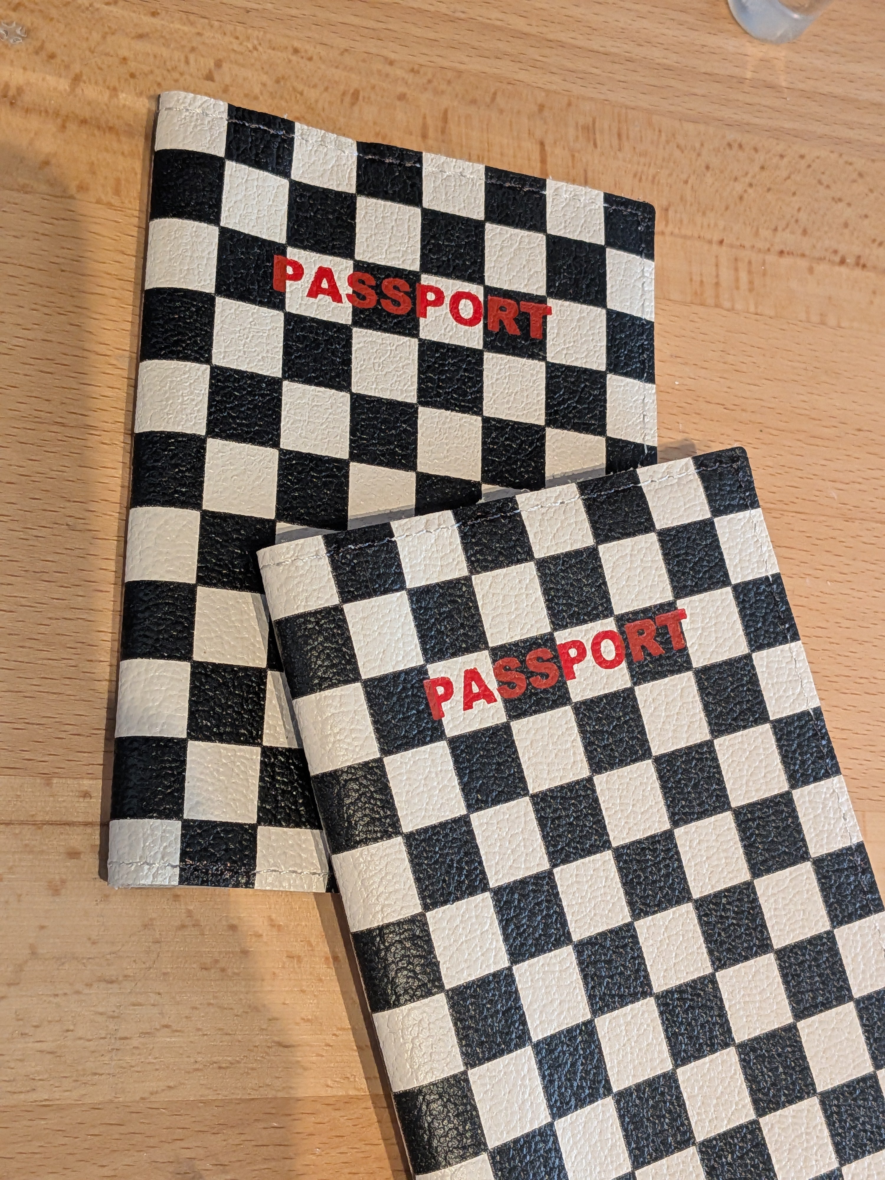 Kim White - Leather Passport Holder - B&W Checkers "Passport"