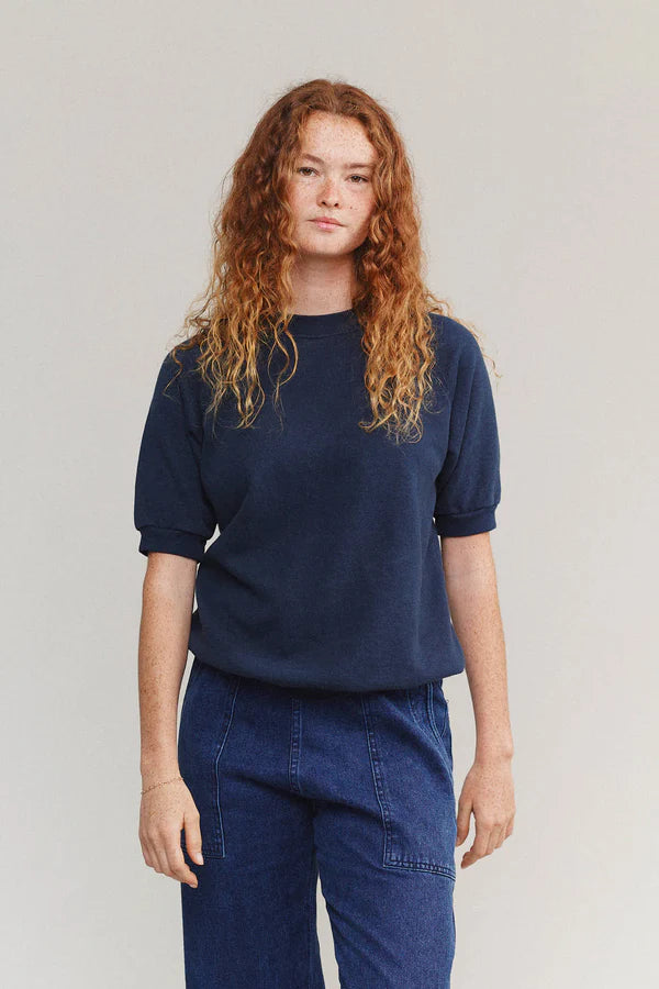 Jungmaven Hemp Fleece  - Short Sleeve Raglan Sweatshirt - Deep Indigo Blue