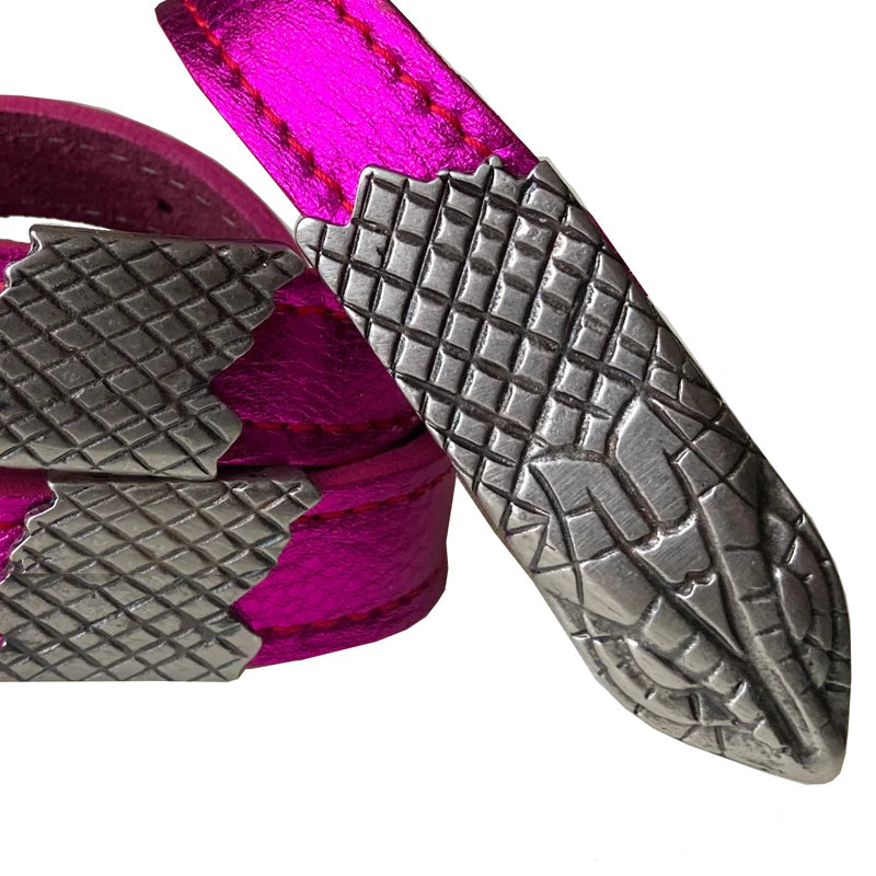 Kim White - Snake Belt - Hot Pink Metallic