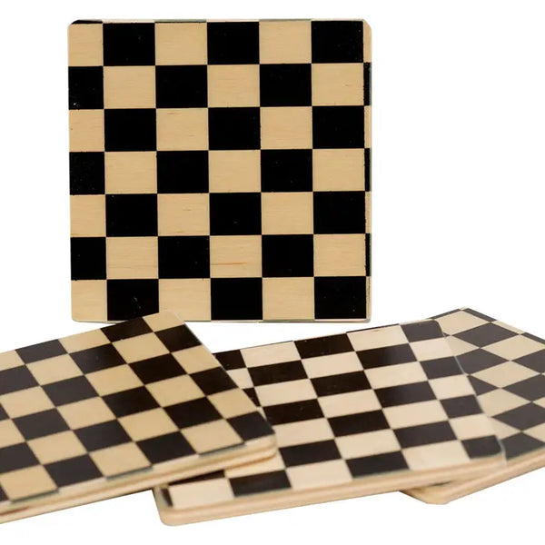 Checkers Black Square Coasters