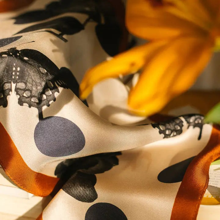 Lost Pattern "Noir Floral" Silk Diamond Neckerchief