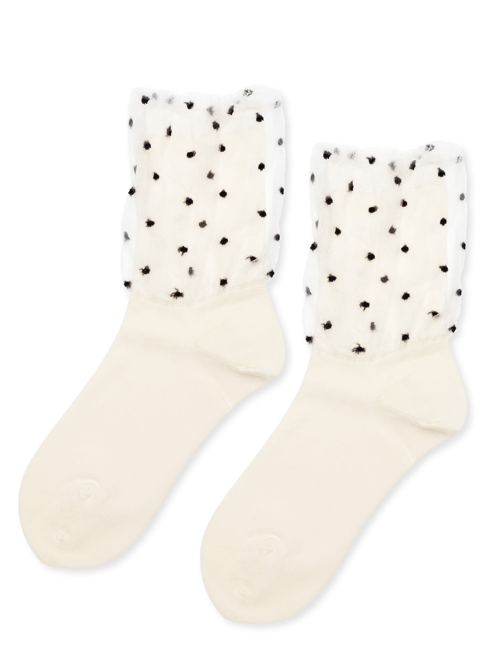 Dotted Tulle Overlay Crew Socks