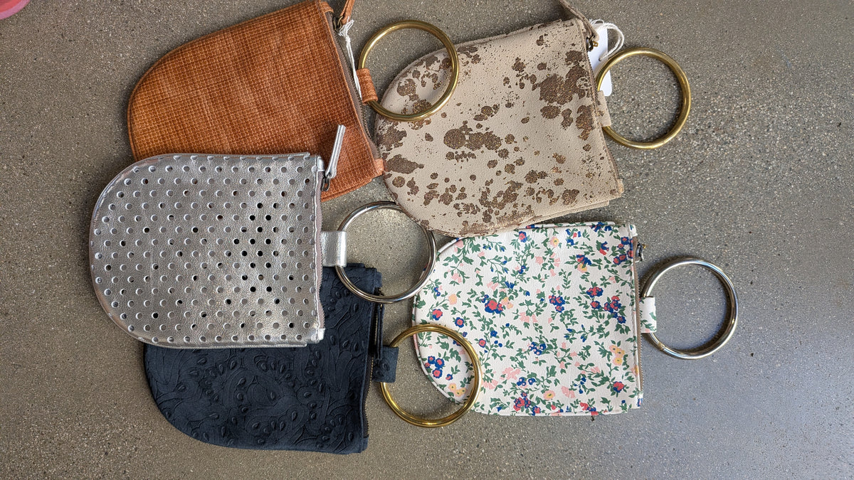 Kim White - Leather Mini Ring Wristlet - Neutrals