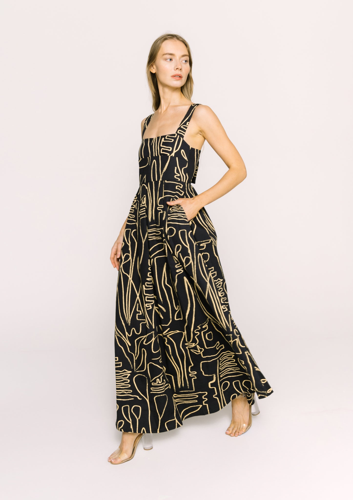 Janie Dress | BEL KAZAN | Black Rye Printed Cotton Poplin Dress ...