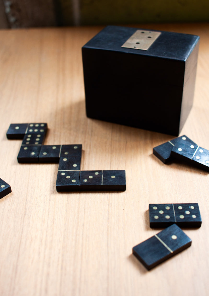 Wooden Domino - Back Box with Brass