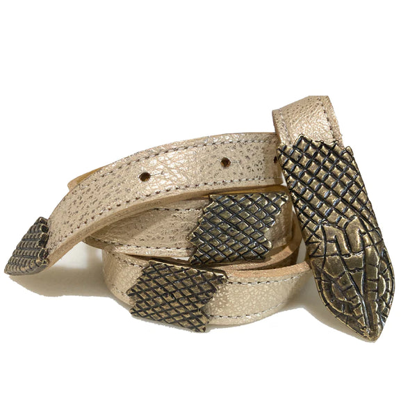 Kim White - Snake Belt - Champagne Metallic